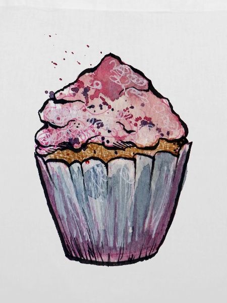 Rosa Aquarell Cupcake