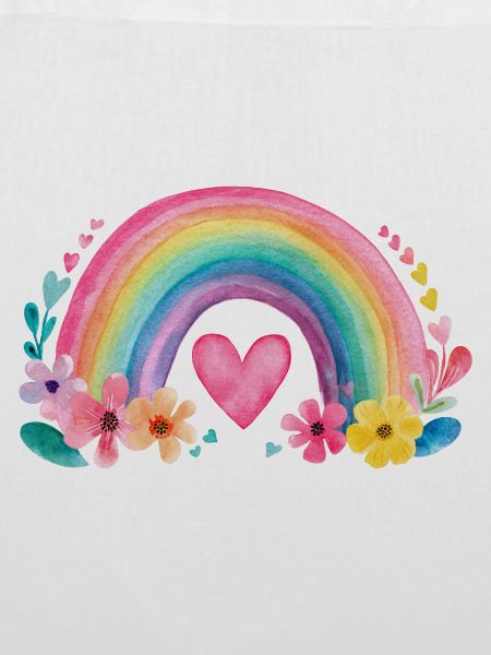 Regenbogen mit Herz & Blumen – Aquarell Liebe
