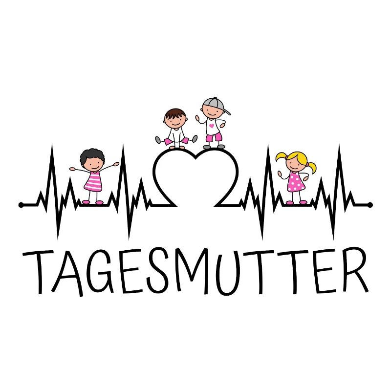 Tagesmutter Herzschlag mit Herz und Kindern