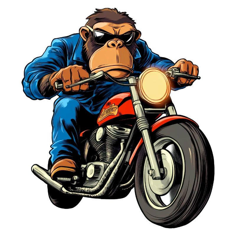 Motorradfahrer Affe