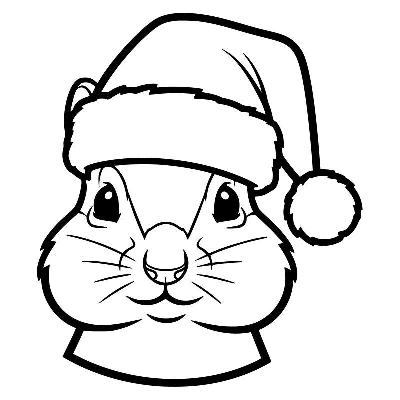 Visage d’animal mignon avec un chapeau de Noël