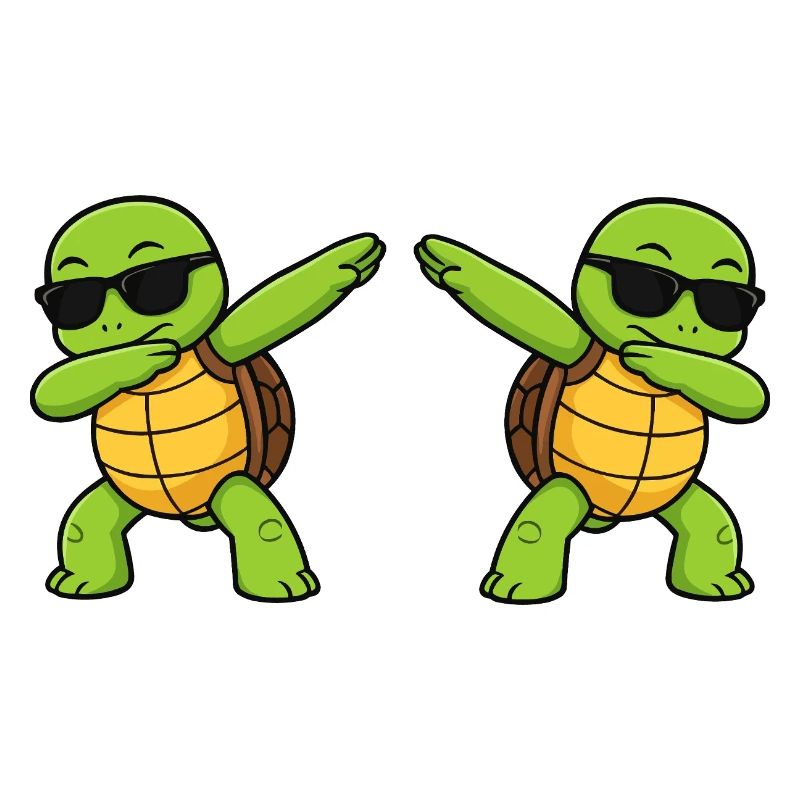 Dab turtle duo with sunglasses