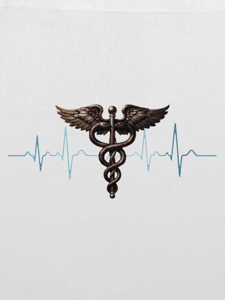 Flügel-Caduceus Herzschlag Design