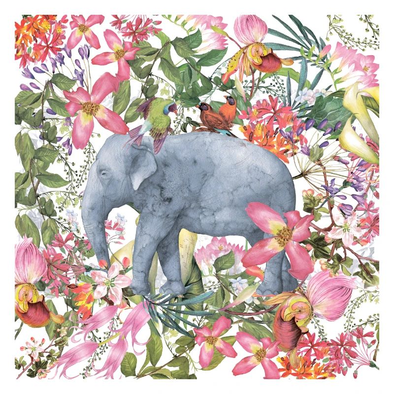 Éléphant dans la jungle fleur