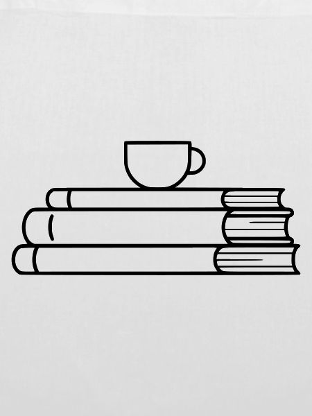 Bücherstapel Kaffee Tasse Outline