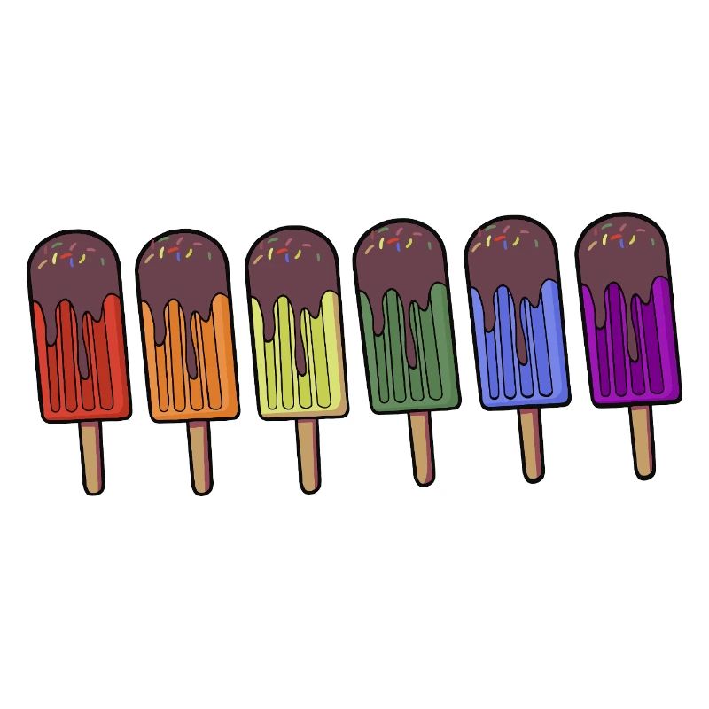 Regenbogen-Eis am Stiel Parade