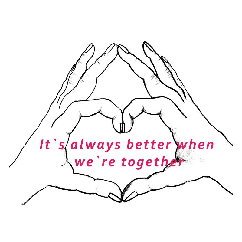 Hände formen ein Herz. It`s better together. Liebe