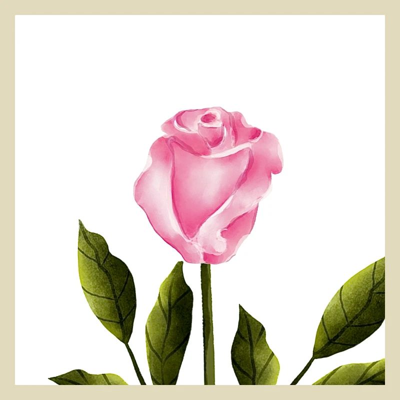 Rose mit Blättern