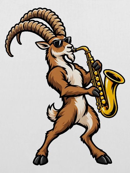 Steinbock mit Saxophon – Sternzeichen