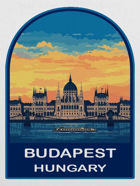 Budapester Ungarns Parlament Retro-Sonnenuntergangsabzeichen