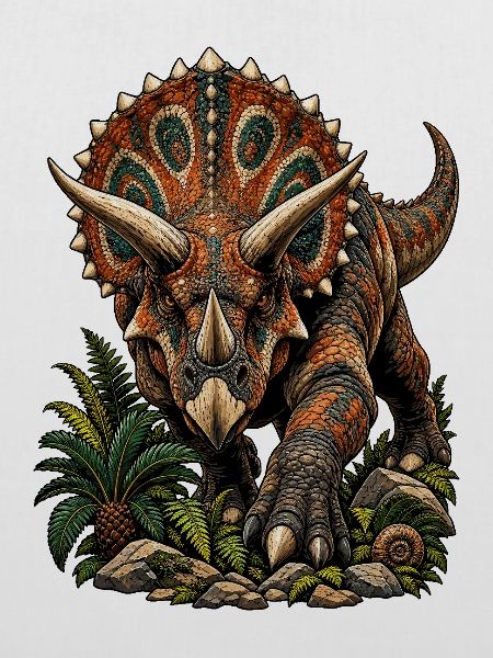 Farbenfroher Triceratops mit Muster