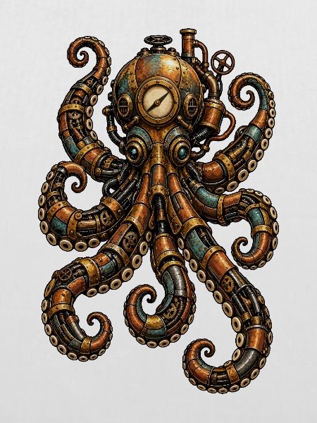 Steampunk Oktopus Uhrwerk