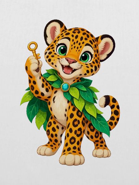 Jungle Leopardenkind mit Blattkrone