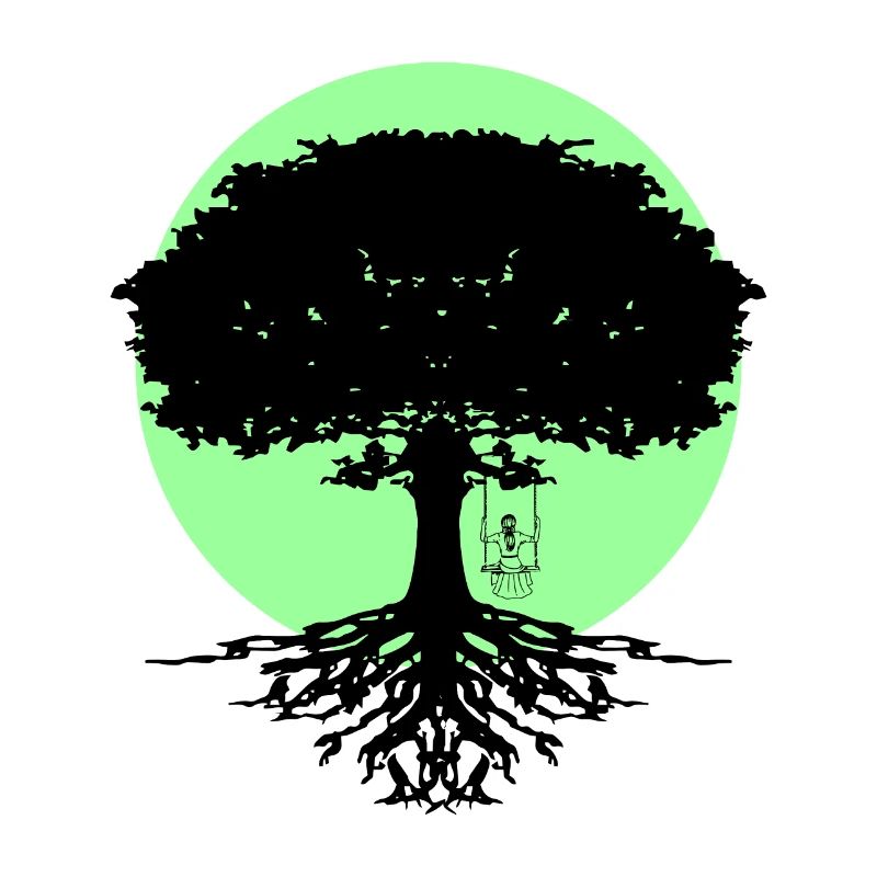 Mädchen schaukelt am Baum