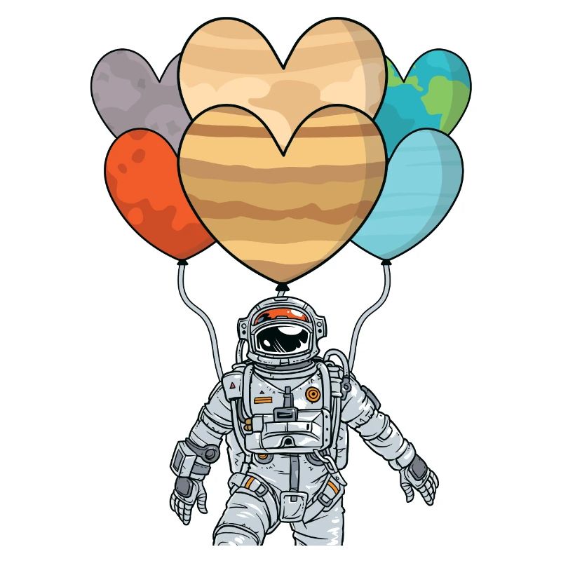 Astronaut with balloon - solar system planet