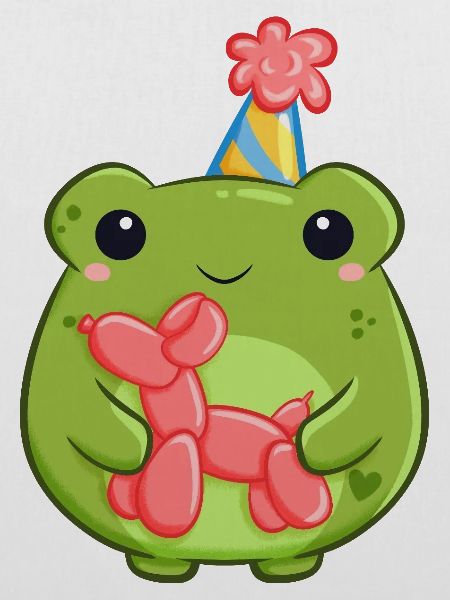 Kleiner Partyfrosch mit Ballonhund