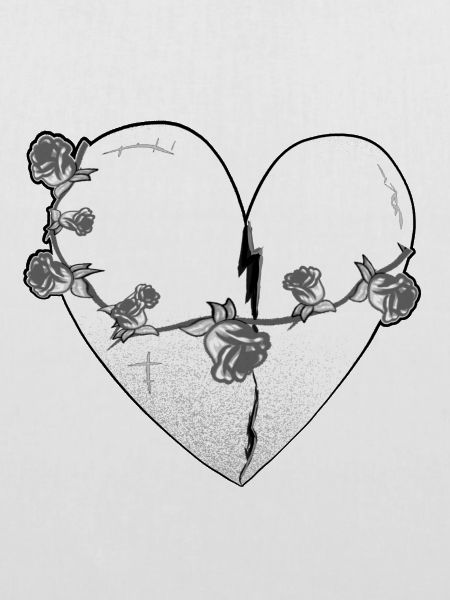 herz rosen narben grau symbol
