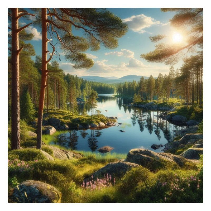 Waldsee in der Abendsonne