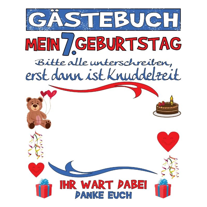 7. Geburtstag Junge & Mädchen Gästebuch