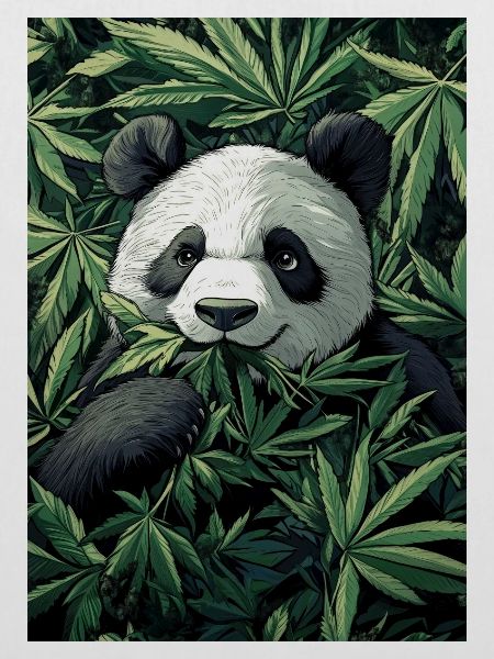 Panda im Cannabisblatt Traum