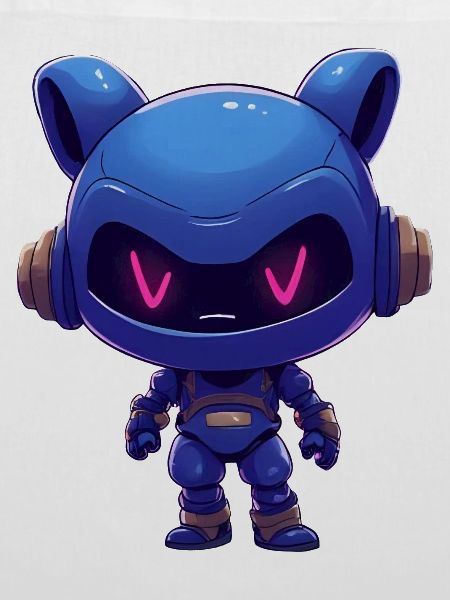 Neonblauer Roboterhelm