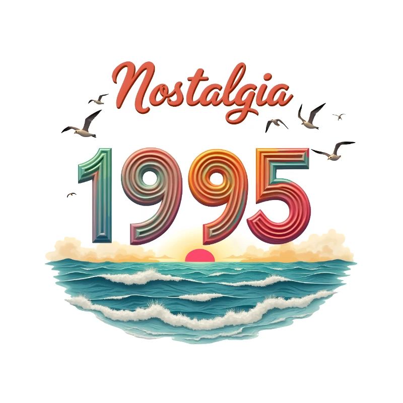 Nostalgie 1995 – Design rétro coucher de soleil