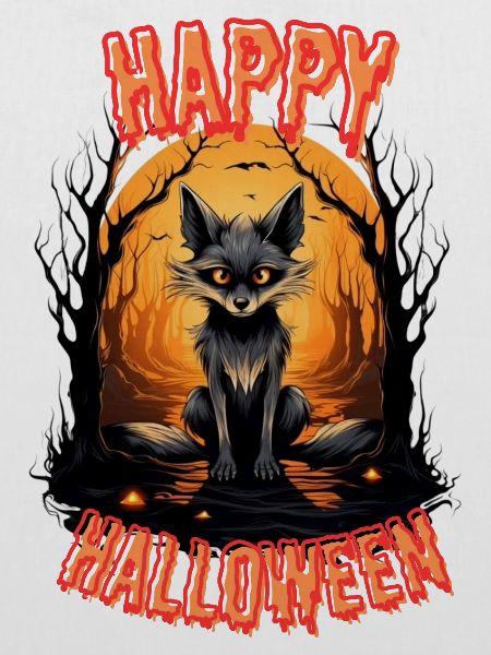 Fabelhafter Halloweenfuchs mit Feuer