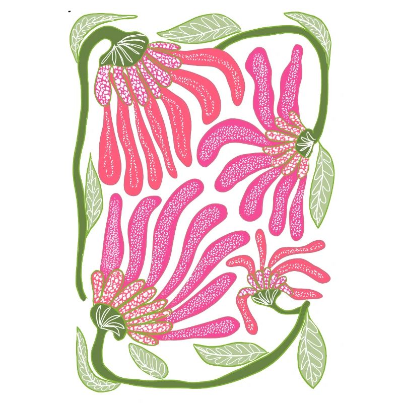 Rosa Boho-Blumen-Handzeichnungsdesign