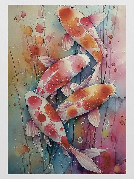 Mehrfarbige Aquarell-Koi