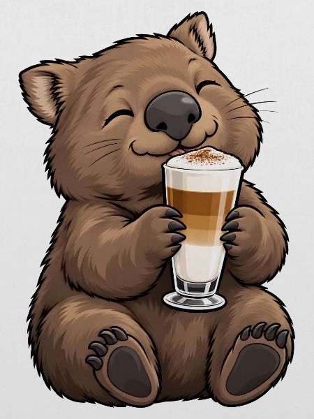 Wombat mit Latte Macchiato