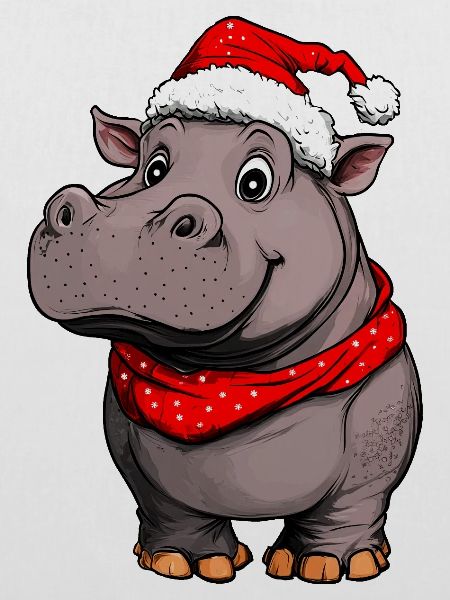 Nilpferde Weihnachten / Weihnachtsmann Hippo