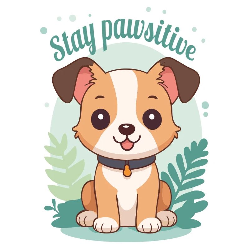 Stay Pawsitive - Conception de chien de dessin animé mignon