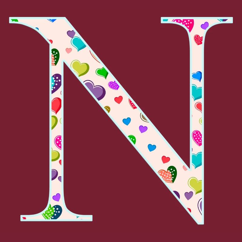 Customizable Monogram N Heart Pattern