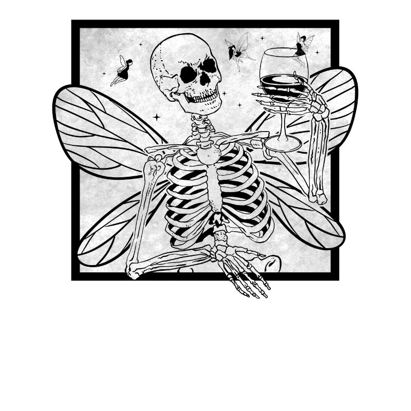 Fairycore Aesthetic Fee Skeleton Wine Drinker