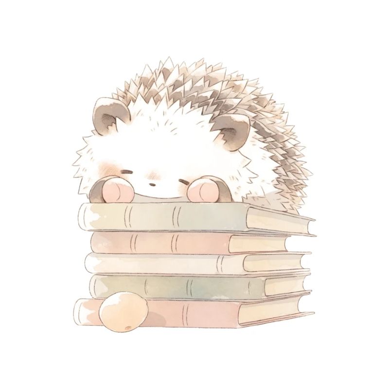 Igel schläft auf Büchern
