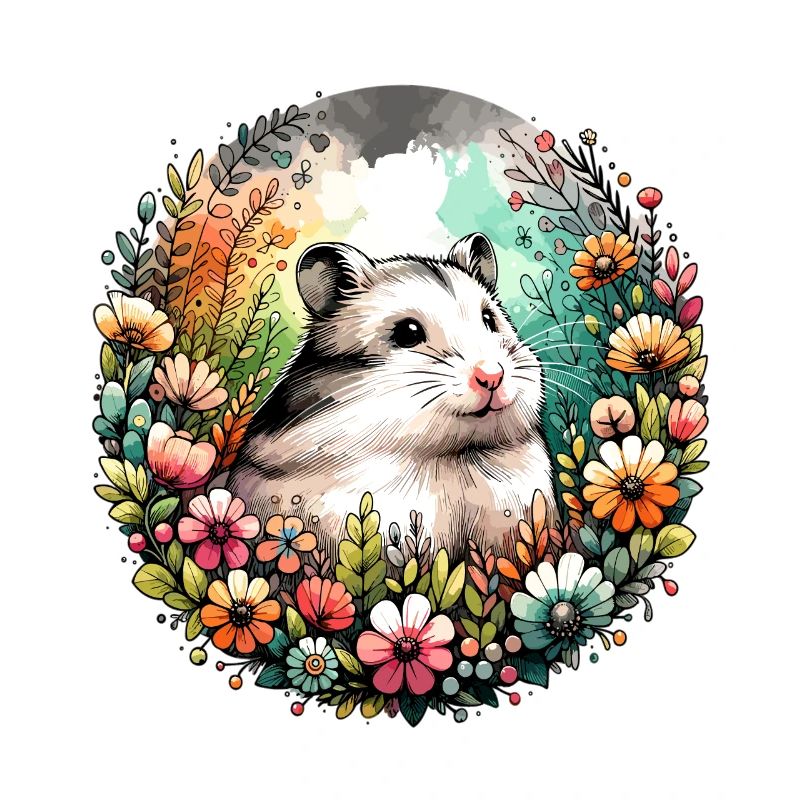 Hamster mit Blumen