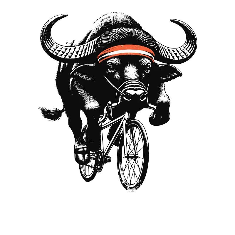 Radfahrender Büffel