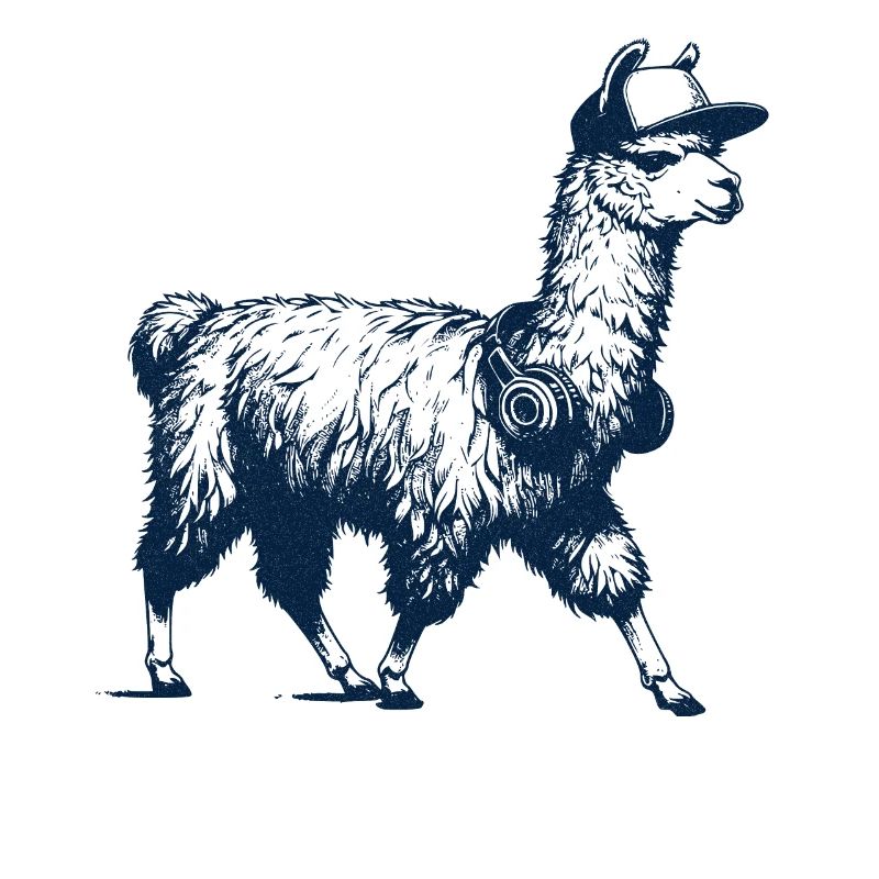 Lama mit Kopfhörer