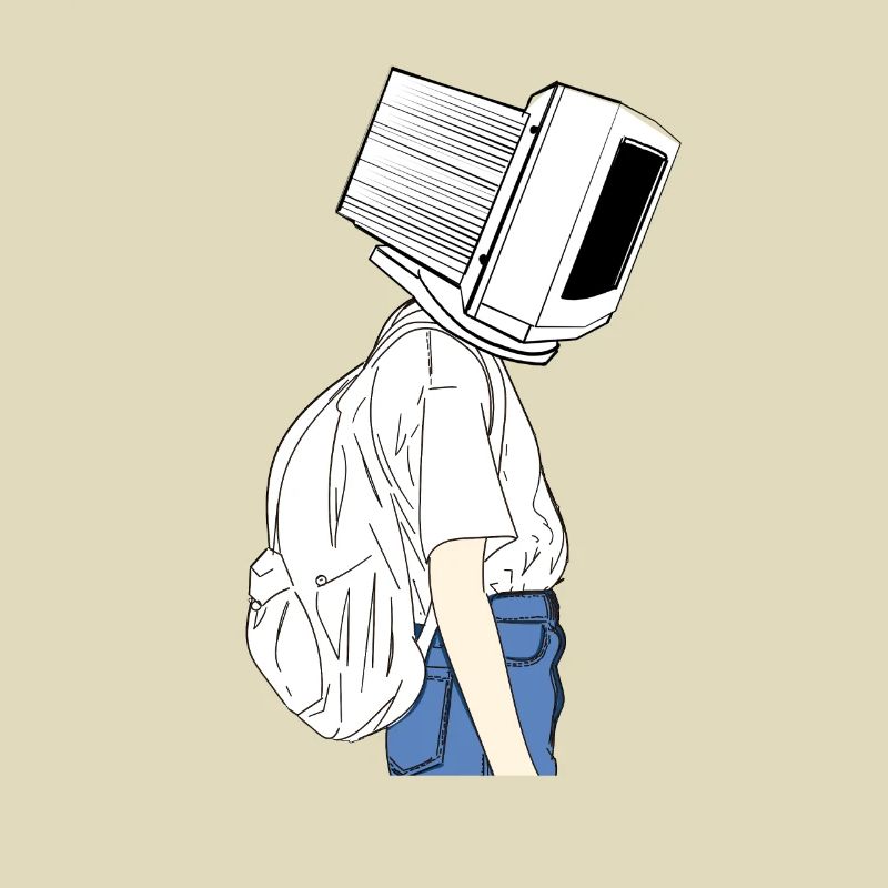 Coder shirt computer head Sad