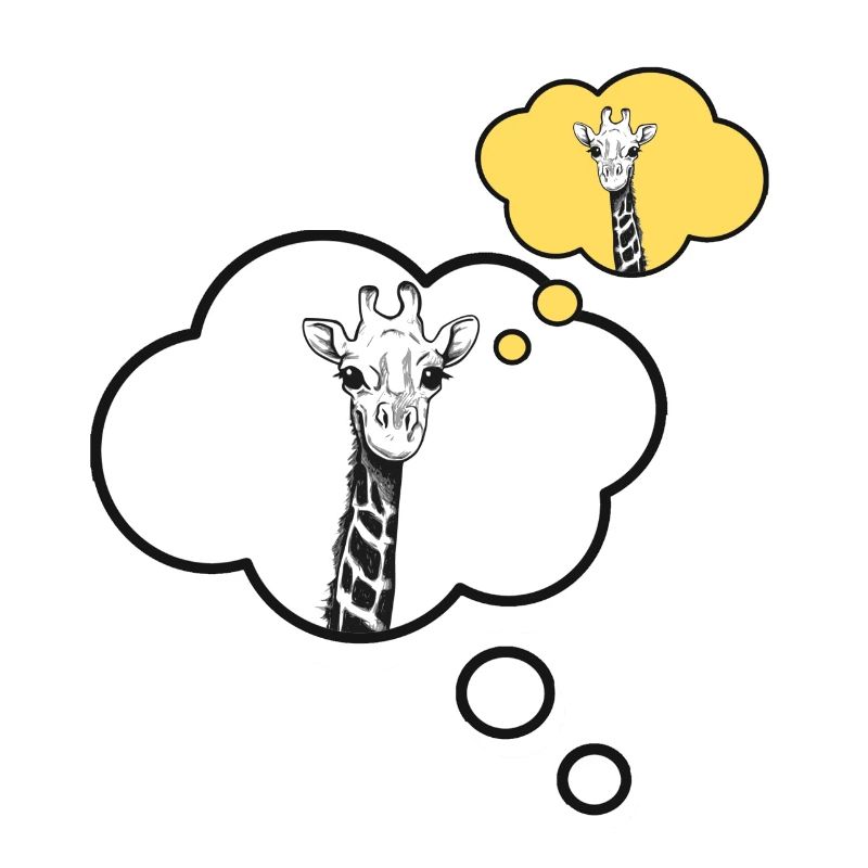 Giraffe is thinking about a giraffe
