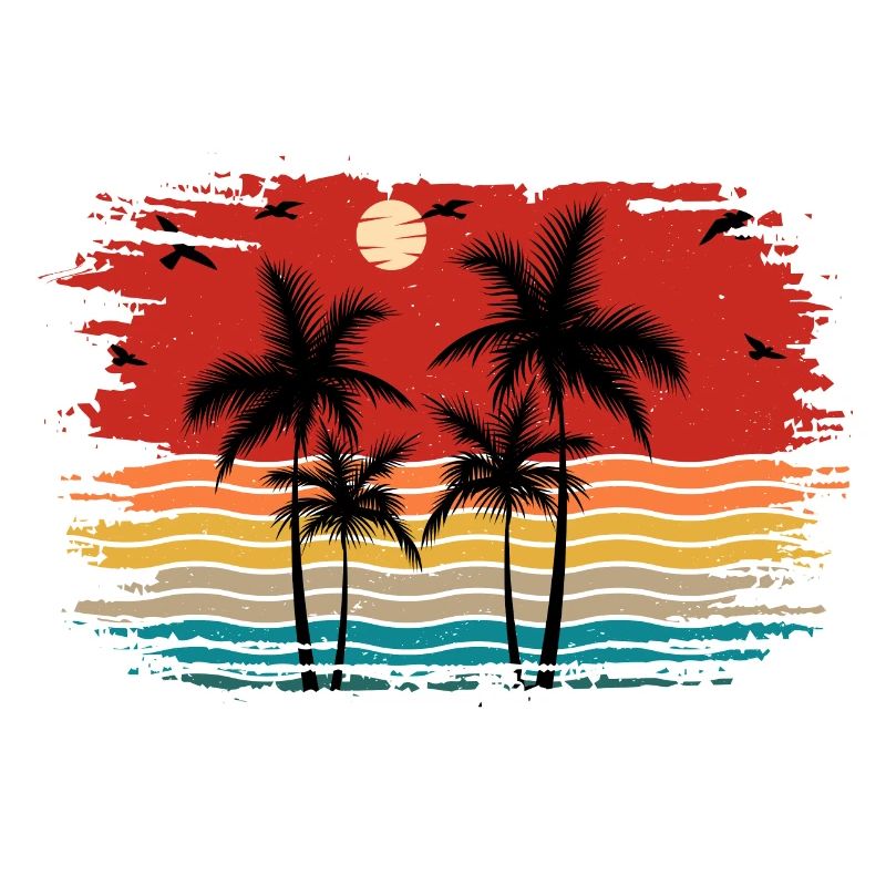 Sunset beach summer gift beach retro