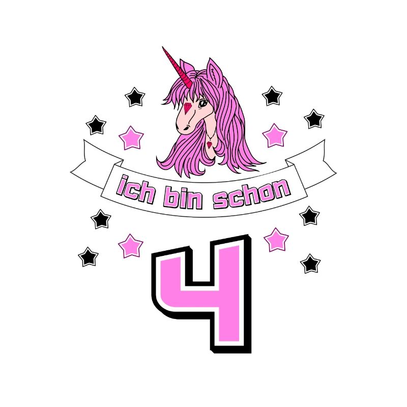 AKE Einhorn Geburtstag ich bin schon 4 Mädchen