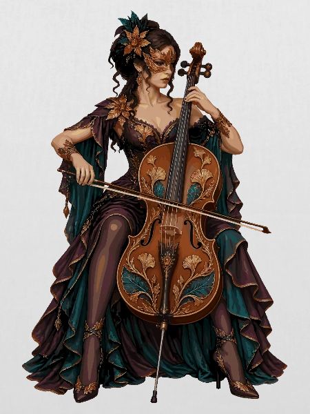 Cello Diva im ArtNouveau Gewand