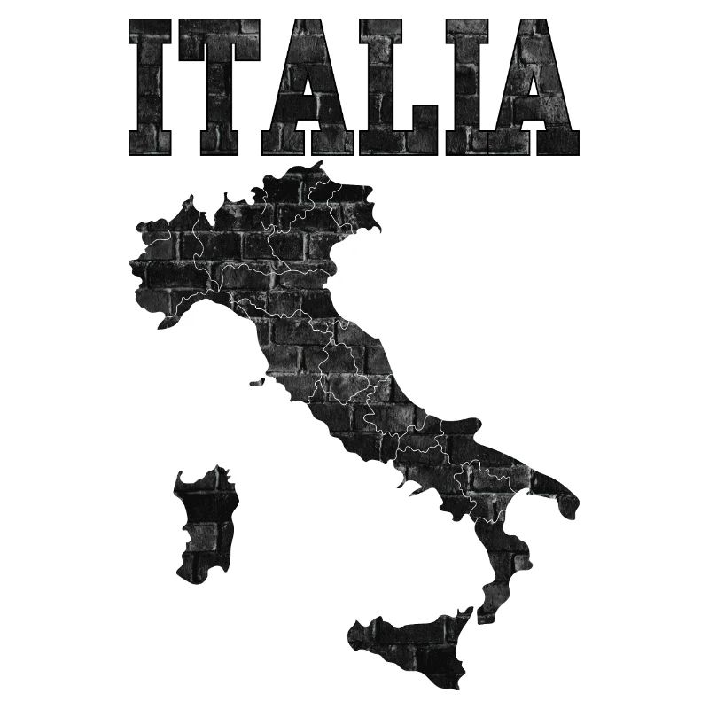 Brickwall Italia Map Silhouette