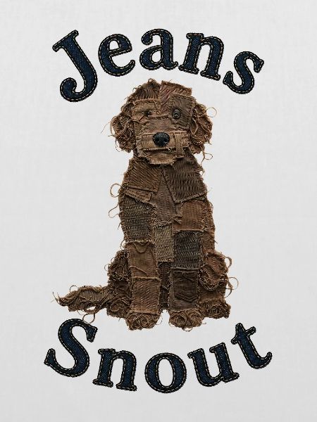 Brauner Doodle im Jeansflicken-Stil