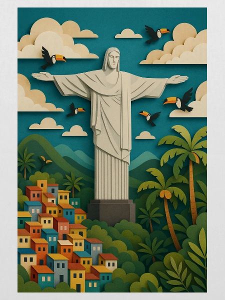Christus Statue in tropischer Kulisse/Rio 