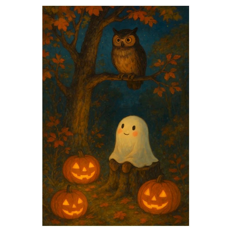 Gespenst und Eule im Herbst