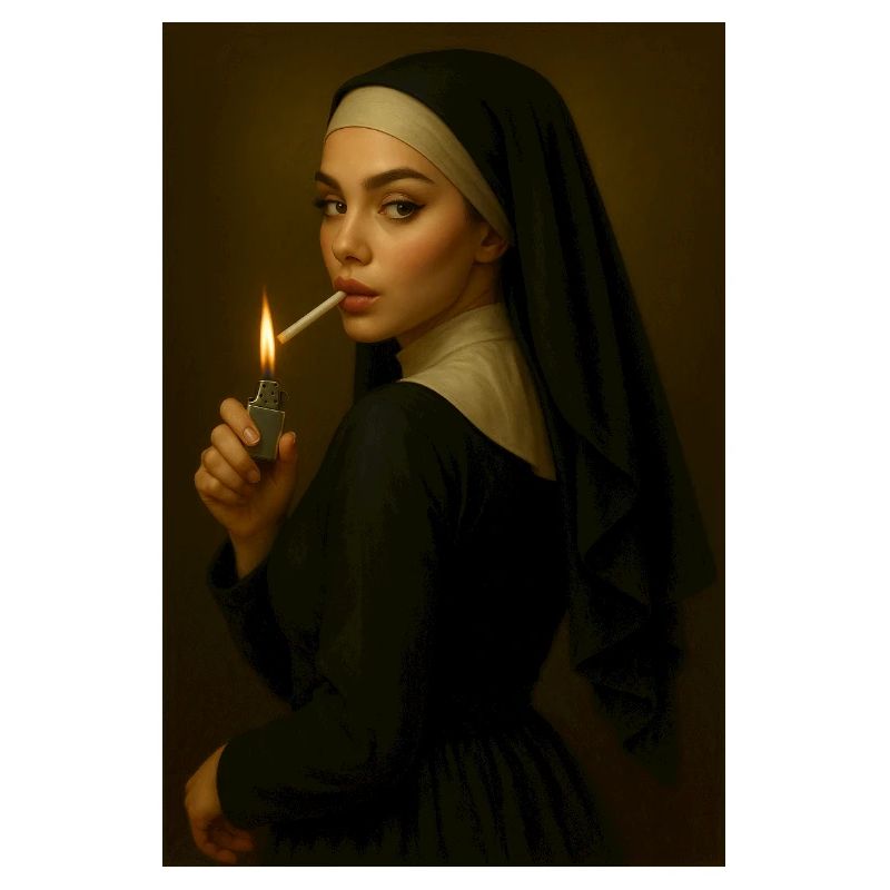 Nun with lighter