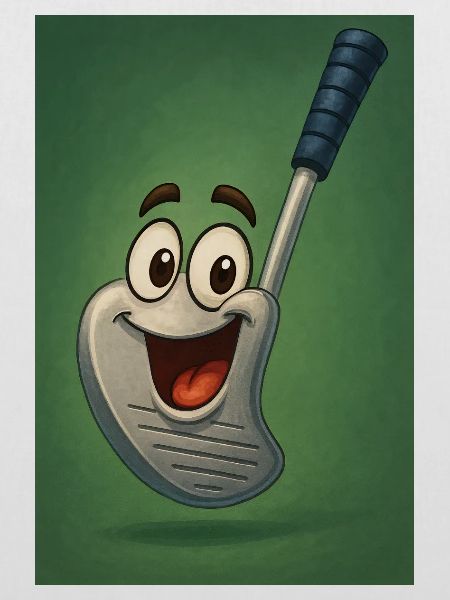 Glücklicher Golfschläger mit Gesicht