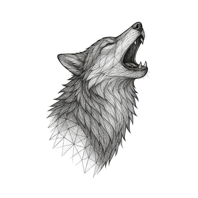 Geometric wolf head in howling